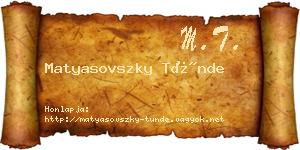 Matyasovszky Tünde névjegykártya